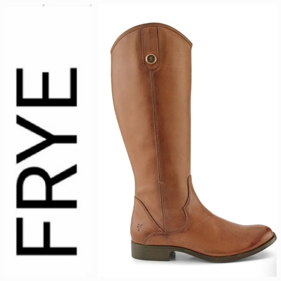 NEW! FRYE Marissa Medallion Inside Zipper Tall Leather Cognac Riding Boots 6M. - Picture 1 of 11